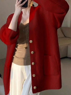 Oversized cardigan met V-hals