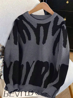 Kleurblok sweater met print