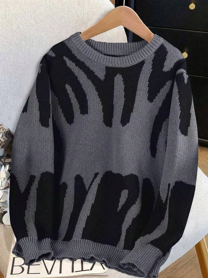 Kleurblok sweater met print