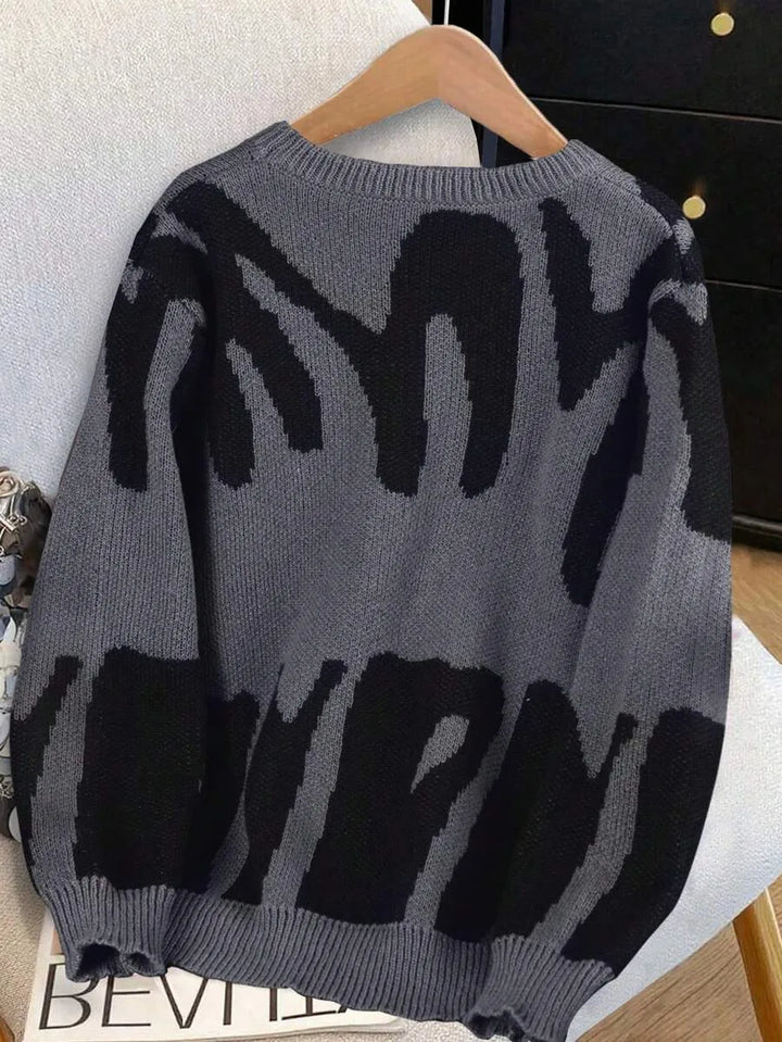 Kleurblok sweater met print