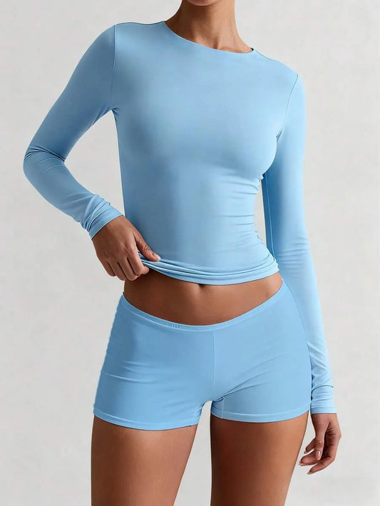 Slim fit T-shirt met lange mouwen