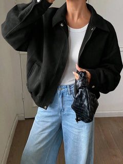 Oversized jas met rits
