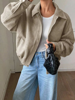 Oversized jas met rits