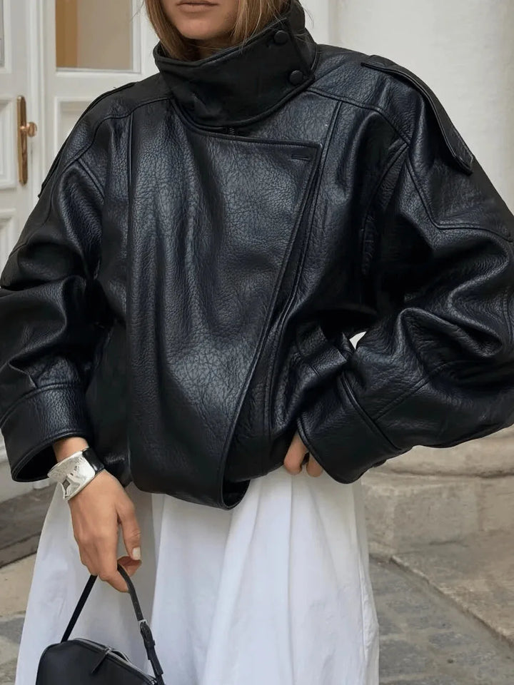 Oversized bomberjack met mandarin kraag