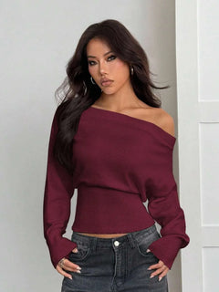 Oversized trui met asymmetrische hals