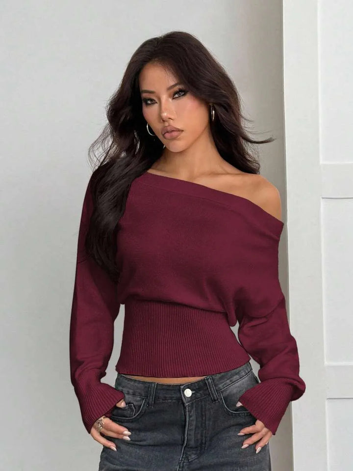 Oversized trui met asymmetrische hals