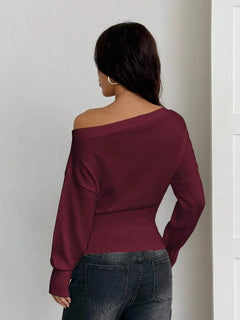 Oversized trui met asymmetrische hals