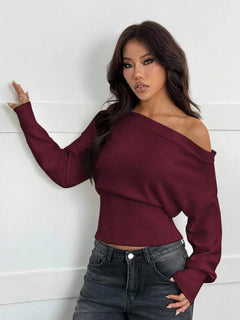 Oversized trui met asymmetrische hals