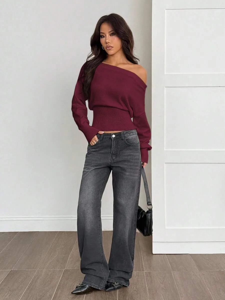 Oversized trui met asymmetrische hals