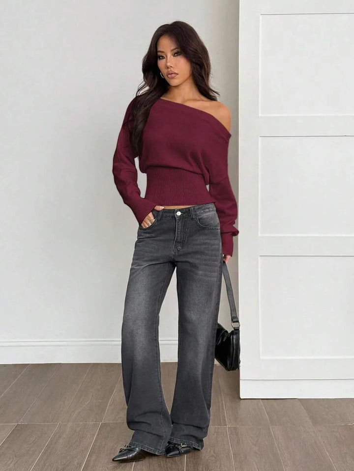 Oversized trui met asymmetrische hals