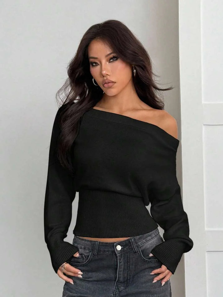 Oversized trui met asymmetrische hals