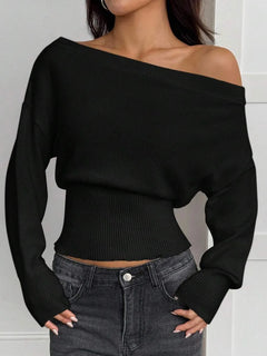 Oversized trui met asymmetrische hals