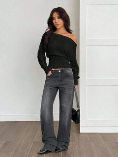 Oversized trui met asymmetrische hals