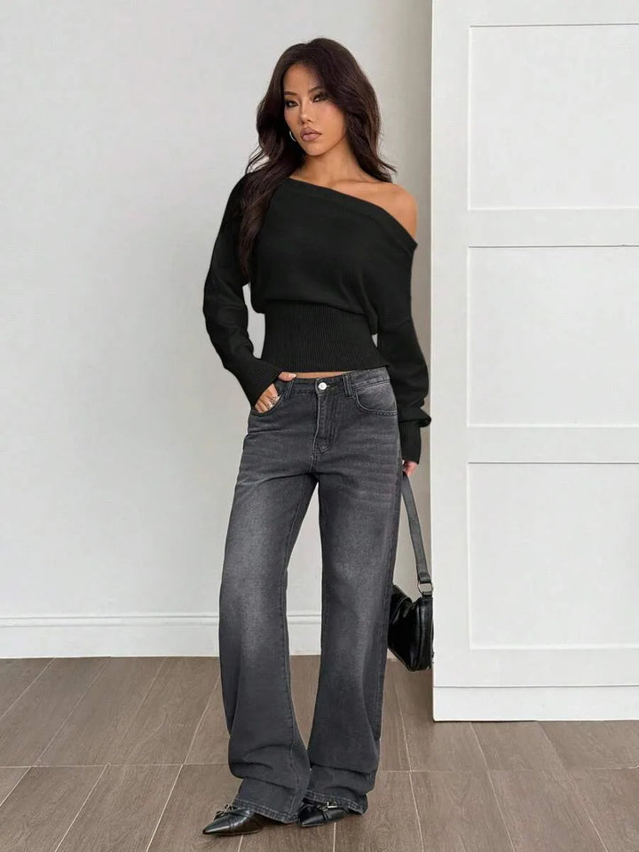 Oversized trui met asymmetrische hals
