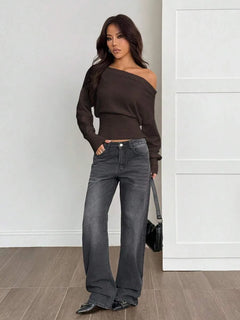 Oversized trui met asymmetrische hals