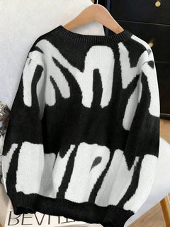 Kleurblok sweater met print