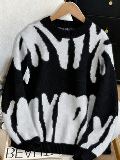Kleurblok sweater met print
