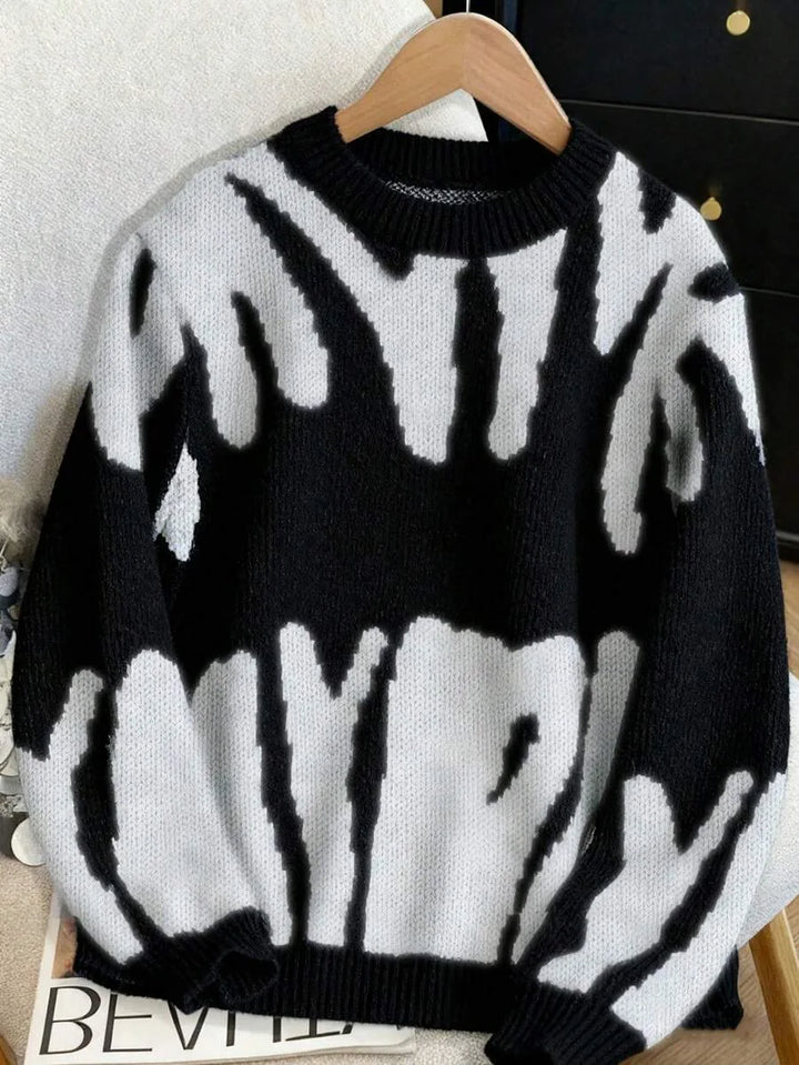 Kleurblok sweater met print