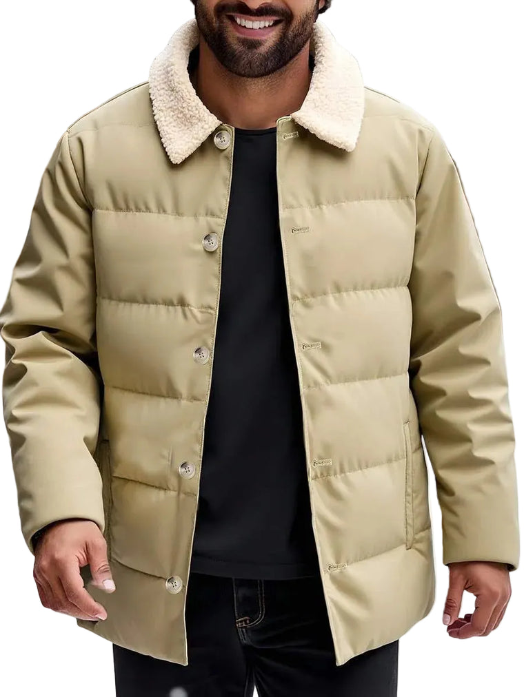 Oversized puffer jacket met shearling kraag