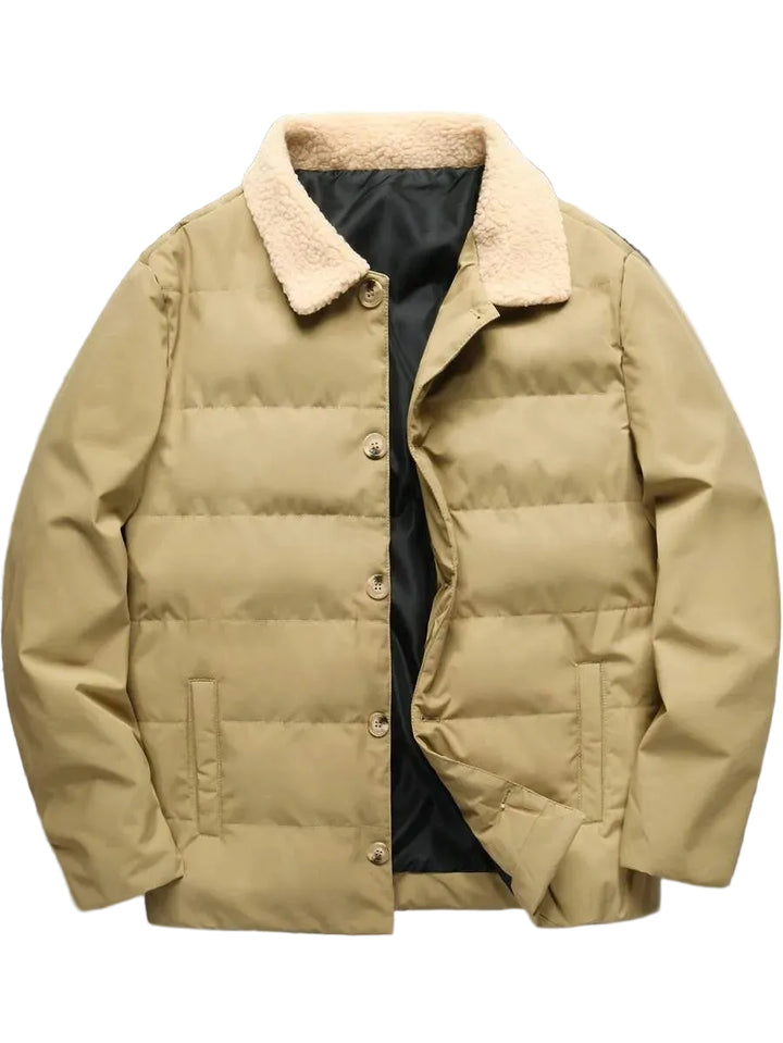 Oversized puffer jacket met shearling kraag