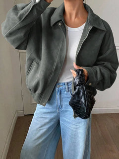 Oversized jas met rits