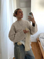 Oversized sweater met crew neckline