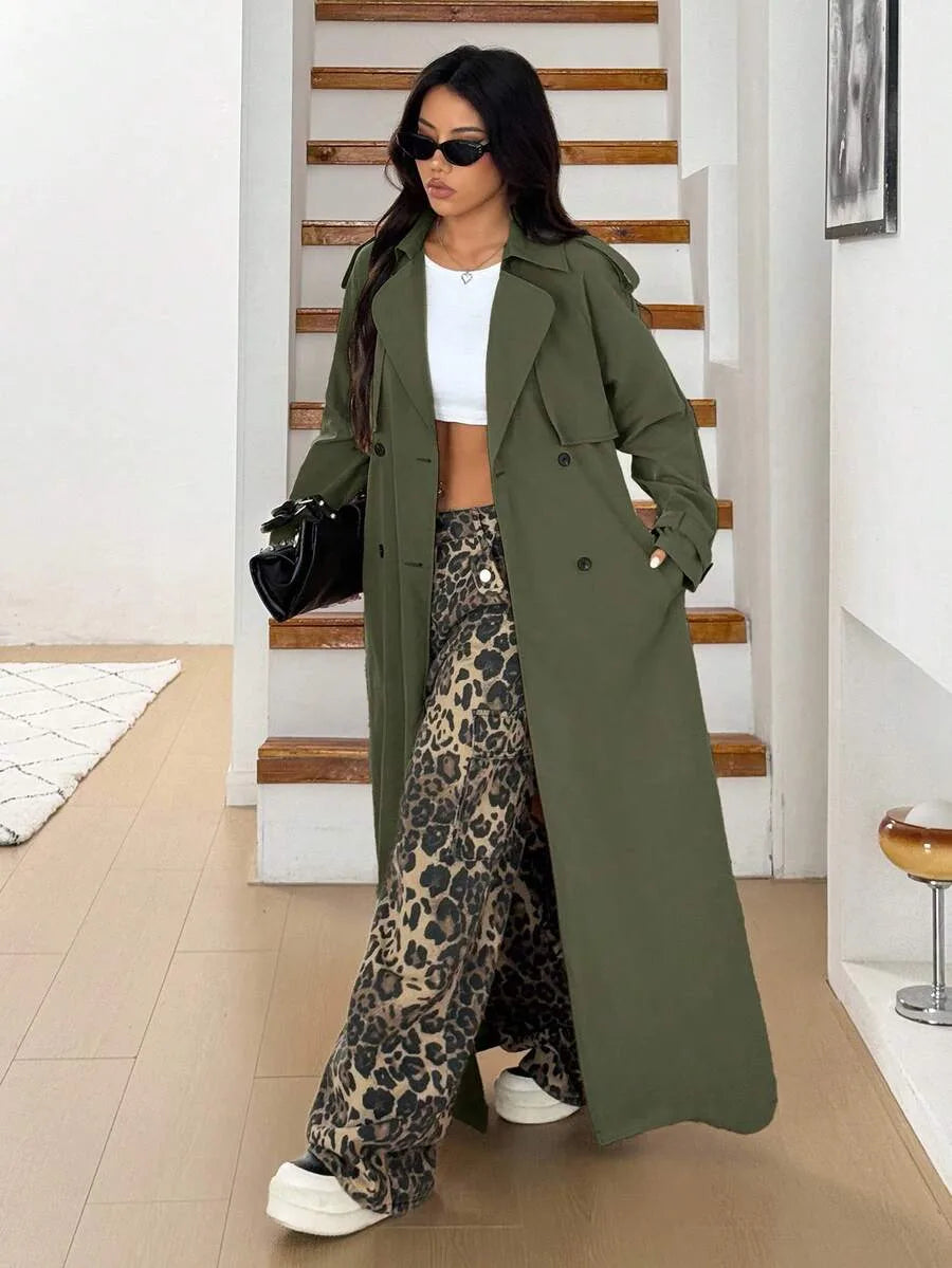 Oversized trench coat met ceintuur