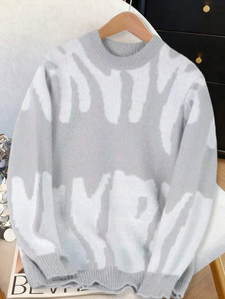 Kleurblok sweater met print