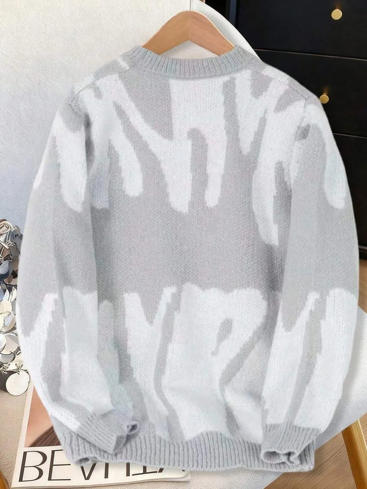 Kleurblok sweater met print