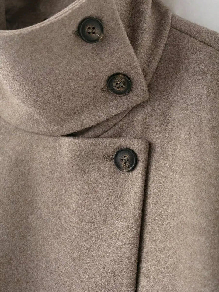 Korte khaki jas met opstaande kraag