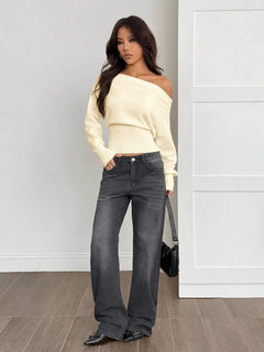 Oversized trui met asymmetrische hals