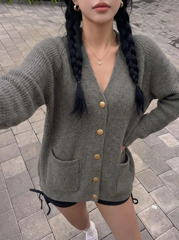 Oversized cardigan met V-hals
