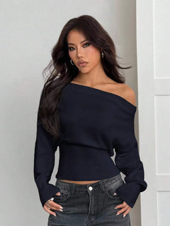 Oversized trui met asymmetrische hals