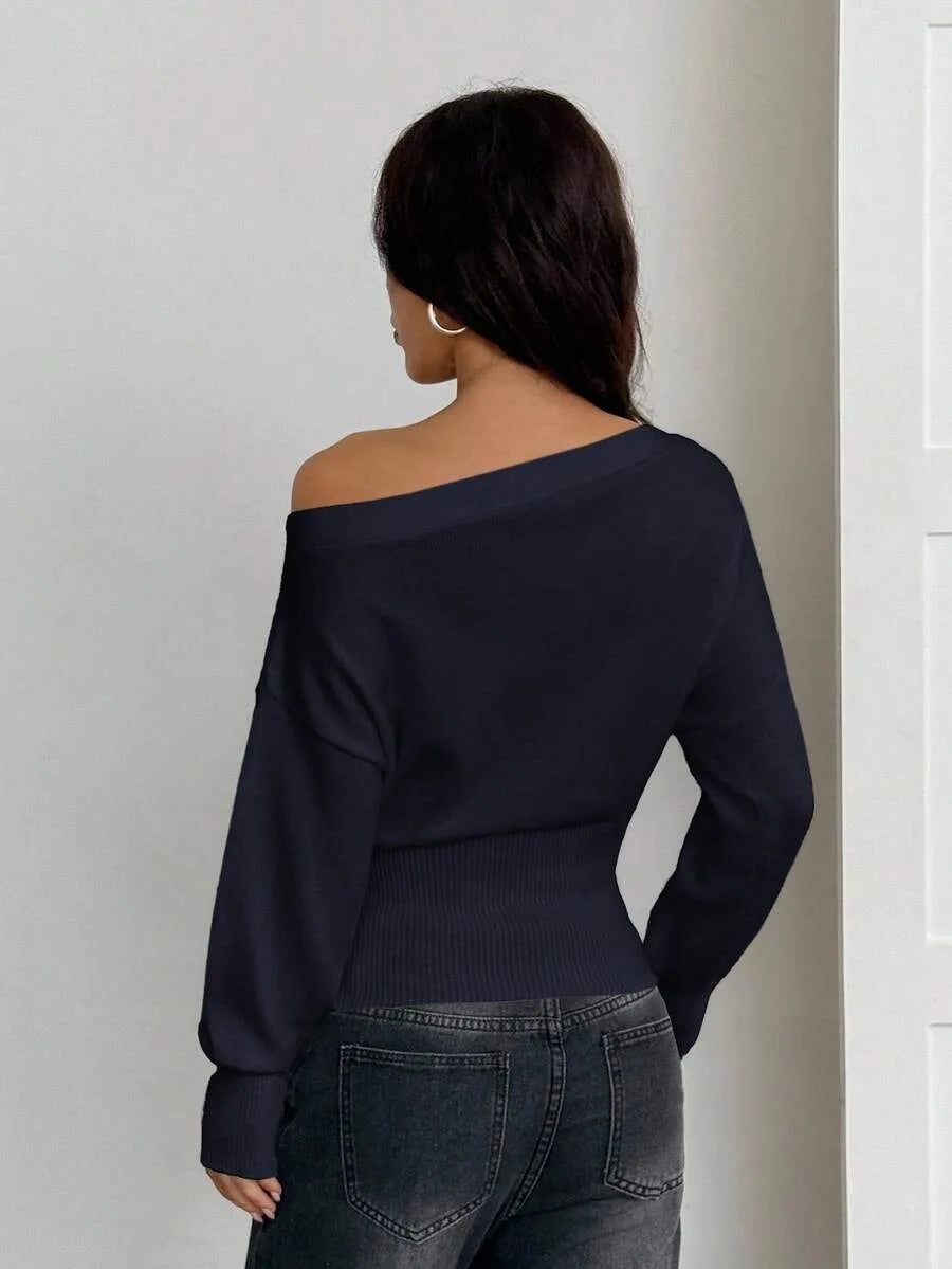 Oversized trui met asymmetrische hals