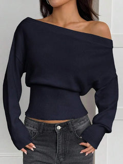 Oversized trui met asymmetrische hals