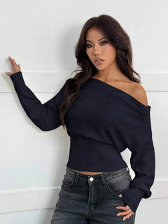 Oversized trui met asymmetrische hals