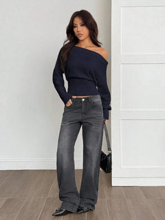 Oversized trui met asymmetrische hals