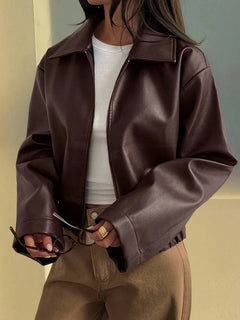 Faux leather jas met rits