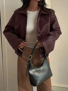 Faux leather jas met rits