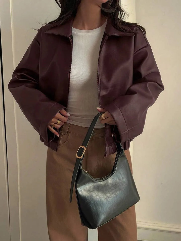 Faux leather jas met rits