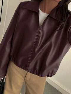 Faux leather jas met rits