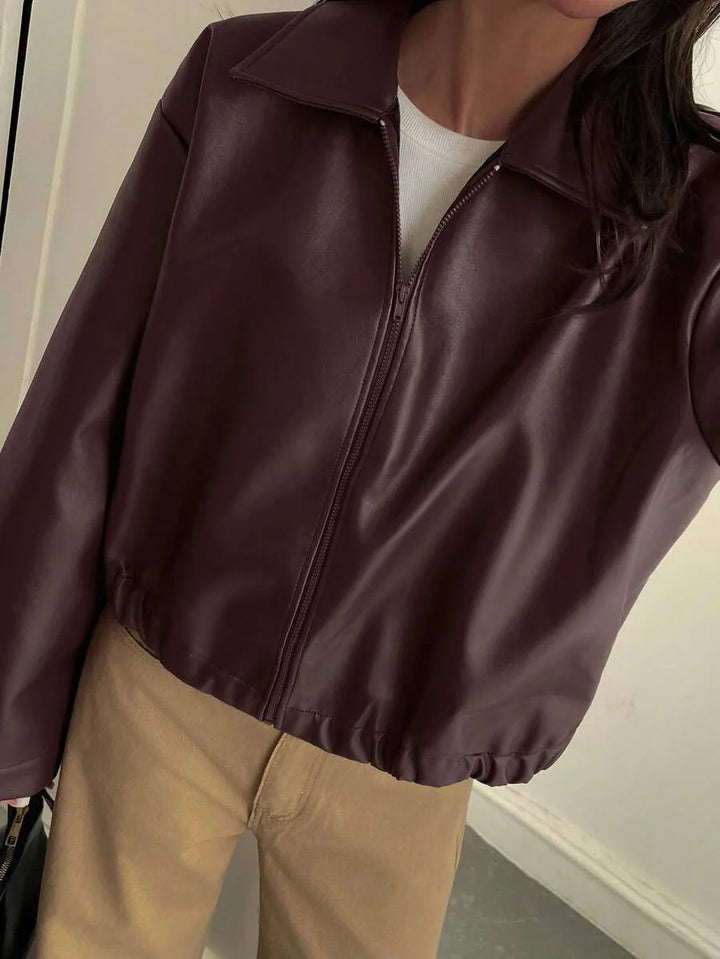 Faux leather jas met rits
