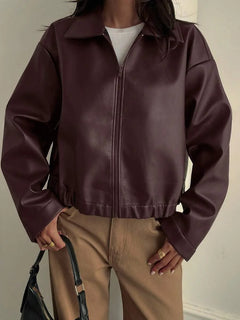 Faux leather jas met rits