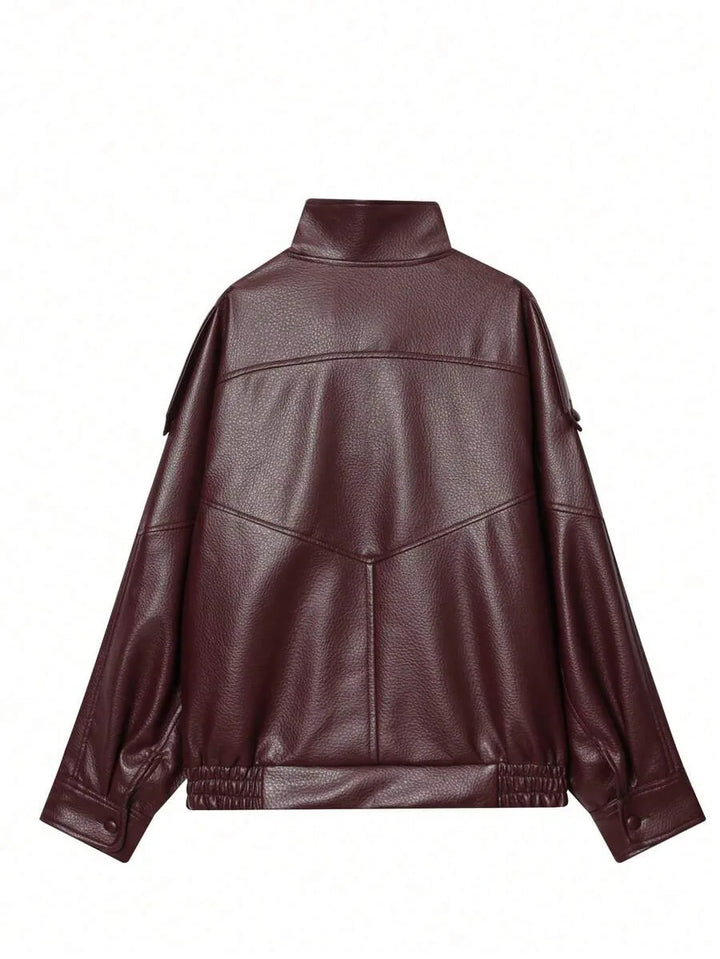 Oversized bomberjack met mandarin kraag