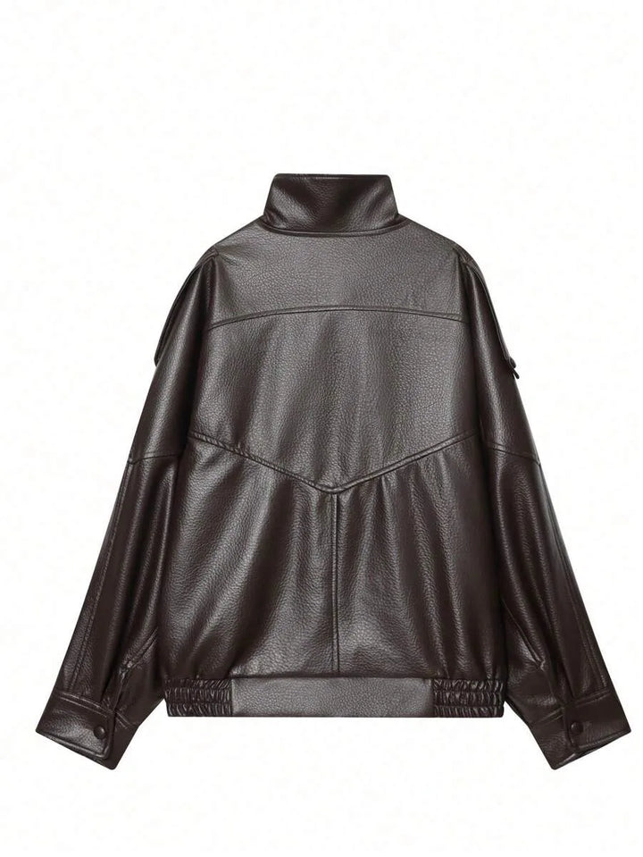 Oversized bomberjack met mandarin kraag
