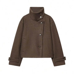 Korte khaki jas met opstaande kraag