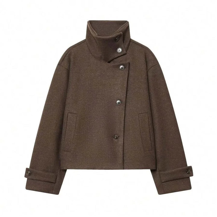 Korte khaki jas met opstaande kraag