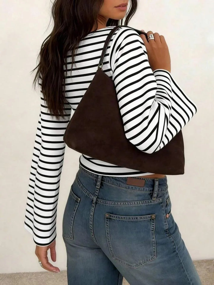 Gestreept T-shirt met boothals