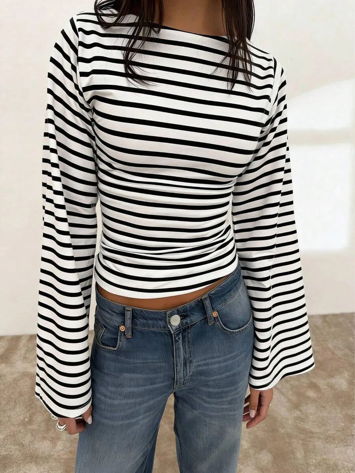 Gestreept T-shirt met boothals