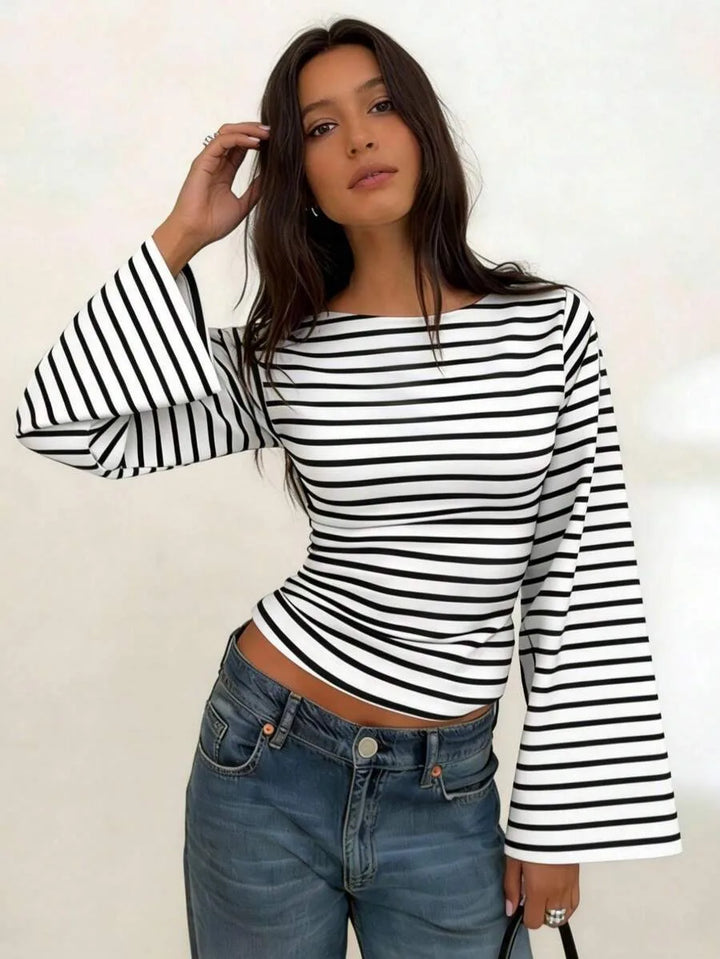 Gestreept T-shirt met boothals